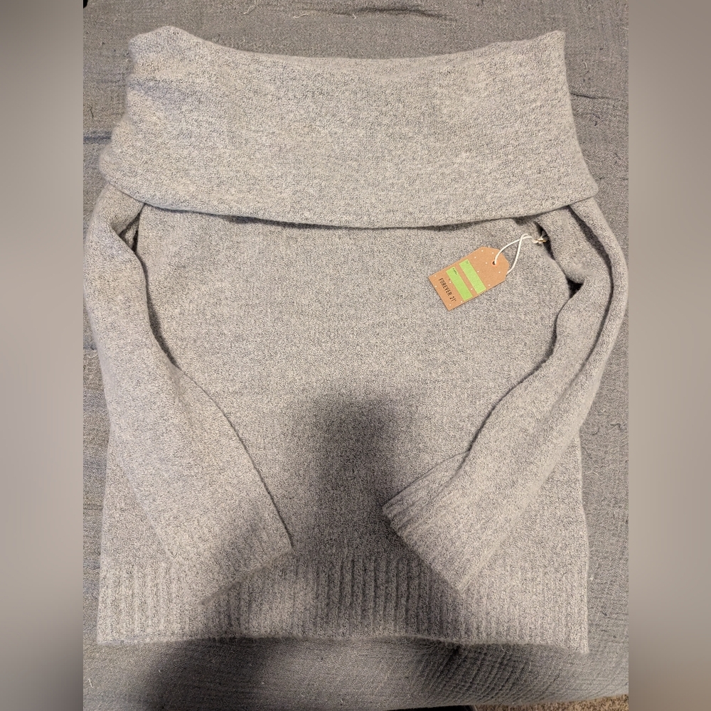 Forever 21 Light Gray Off The Shoulder Sweater